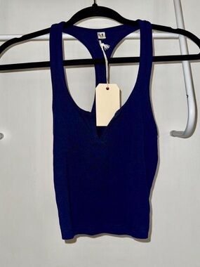 XS Fashion Brand Company Navy Split Racerback Tencel Rib Tank